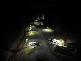 Night time aerial picture of Leslie County RV Park Daniel Boone National Forest