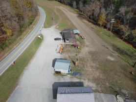 aerial picture of Leslie County RV Park store and shower house Daniel Boone National Forest